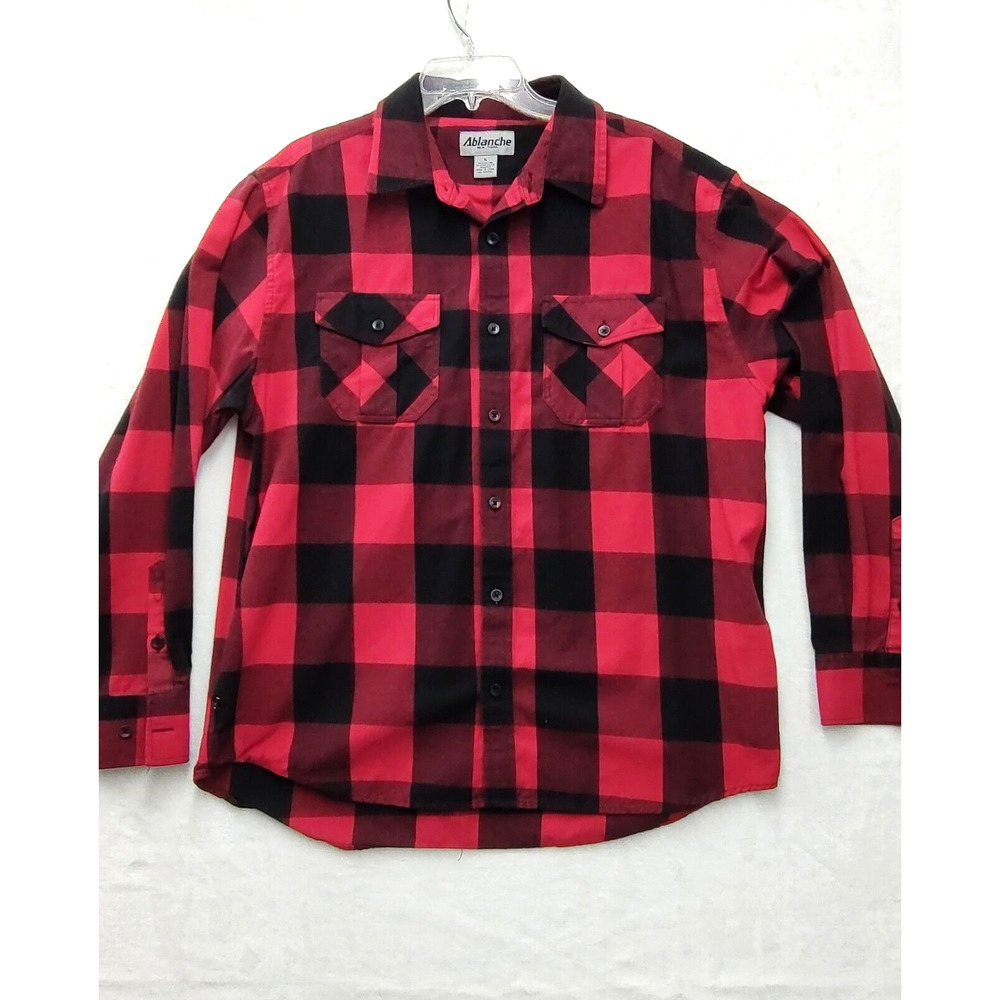 Ablanche New York Shirt Men’s Size‎ XL Long Sleeve Red/Black Tartan Plaid